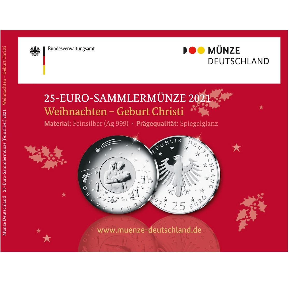 (EUR03.Proof.2021.912503S) 25 € Germany 2021 J Proof Ag - Birth of Christ (packaging) (zoom)