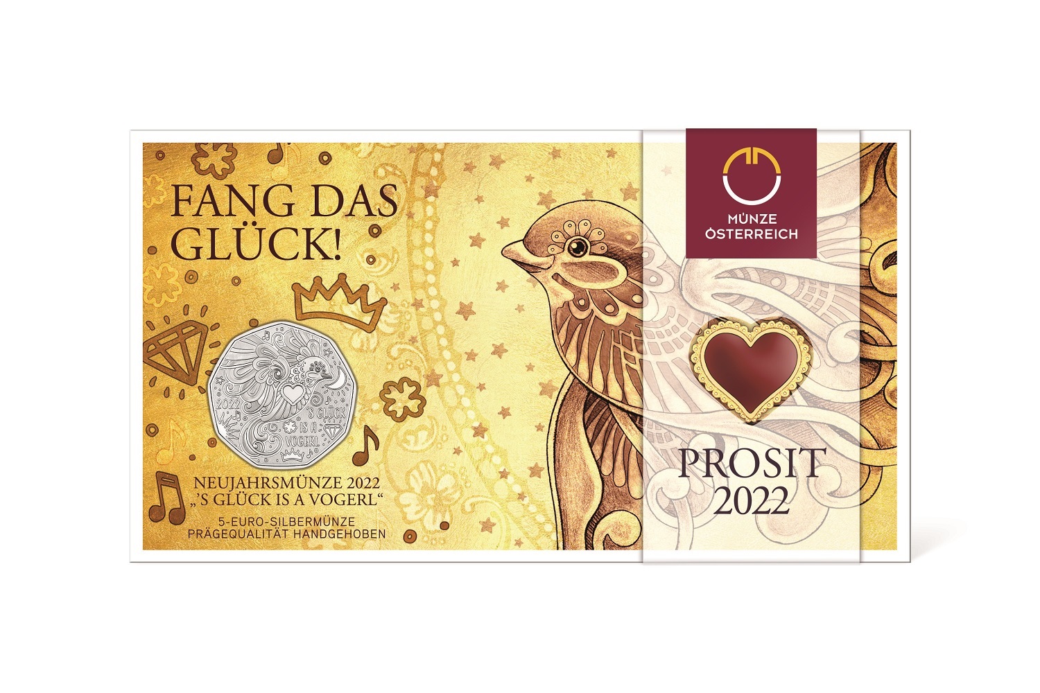 (EUR01.BU.2022.25157) 5 € Austria 2022 BU silver - Happiness is a bird (packaging) (zoom)