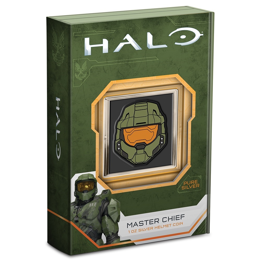 (W160.2.D.2021.30-01152) 2 $ Niue 2021 1 oz Proof Ag – Halo Master Chief Helmet (closed packaging) (zoom)