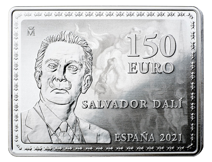 150 euro Spain 2021 Proof silver - The Temptation of St. Anthony, by Salvador Dali Reverse (zoom)