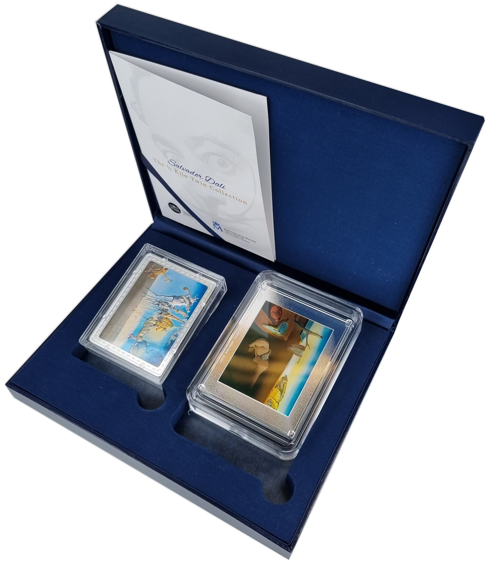 (EUR.LOT.Proof.set.2021.1) Diptych 150 euro Spain and 250 euro France 2021 Proof silver - Salvador Dali (zoom)