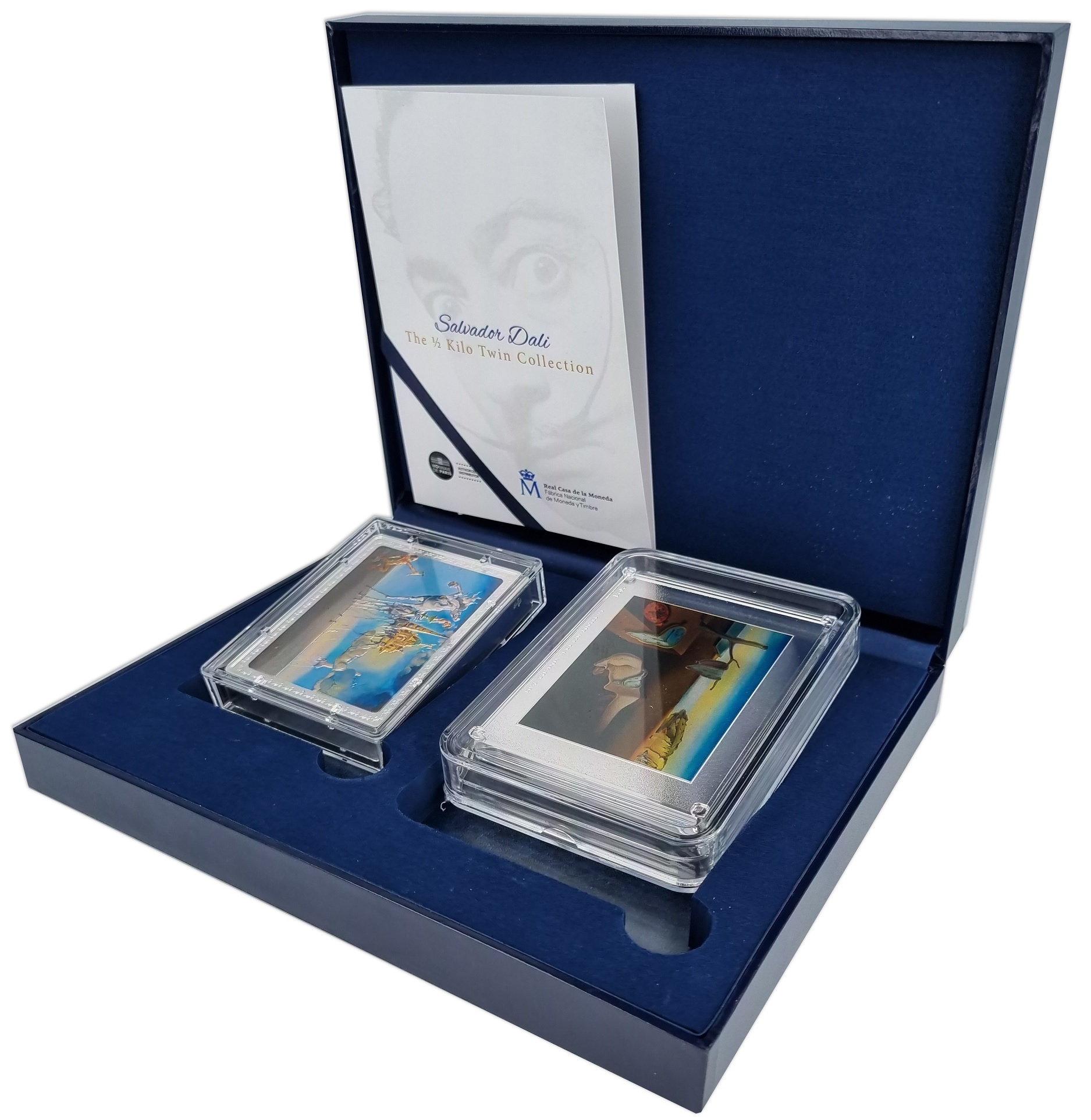 (EUR.LOT.Proof.set.2021.1) Diptych set 150 € Spain and 250 € France 2021 Proof silver - Salvador Dali (zoom)