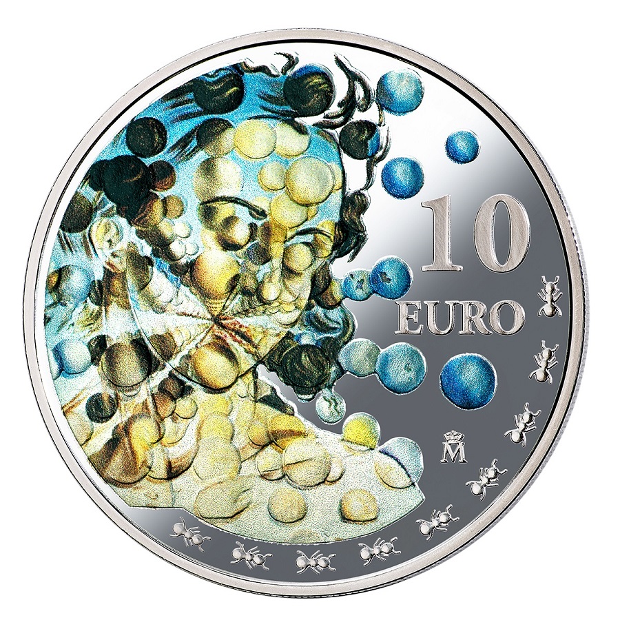 (EUR05.Proof.2021.92917017) 10 euro Spain 2021 Proof Ag - Galatea of the Spheres, by Salvador Dali Reverse (zoom)