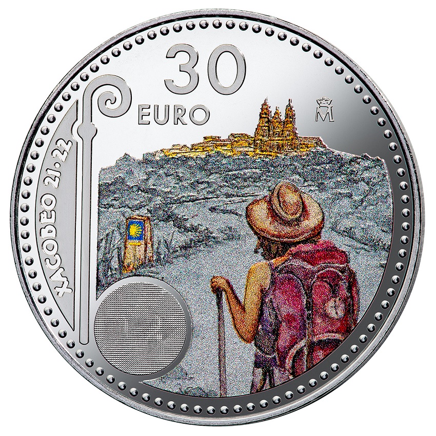 (EUR05.Unc.2021.32910000) 30 euro Spain 2021 silver - Jacobean Holy Year Reverse (zoom)