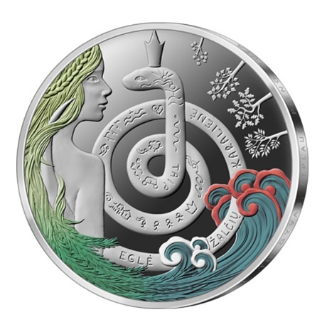 (EUR22.Proof.2021.5.E.1) 5 euro Lituanie 2021 argent BE - Eglė, la reine des serpents Revers