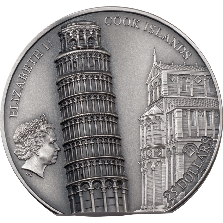 (W099.25.D.2022.29750) 25 Dollars Leaning Tower of Pisa 2022 - Antique silver Obverse (zoom)