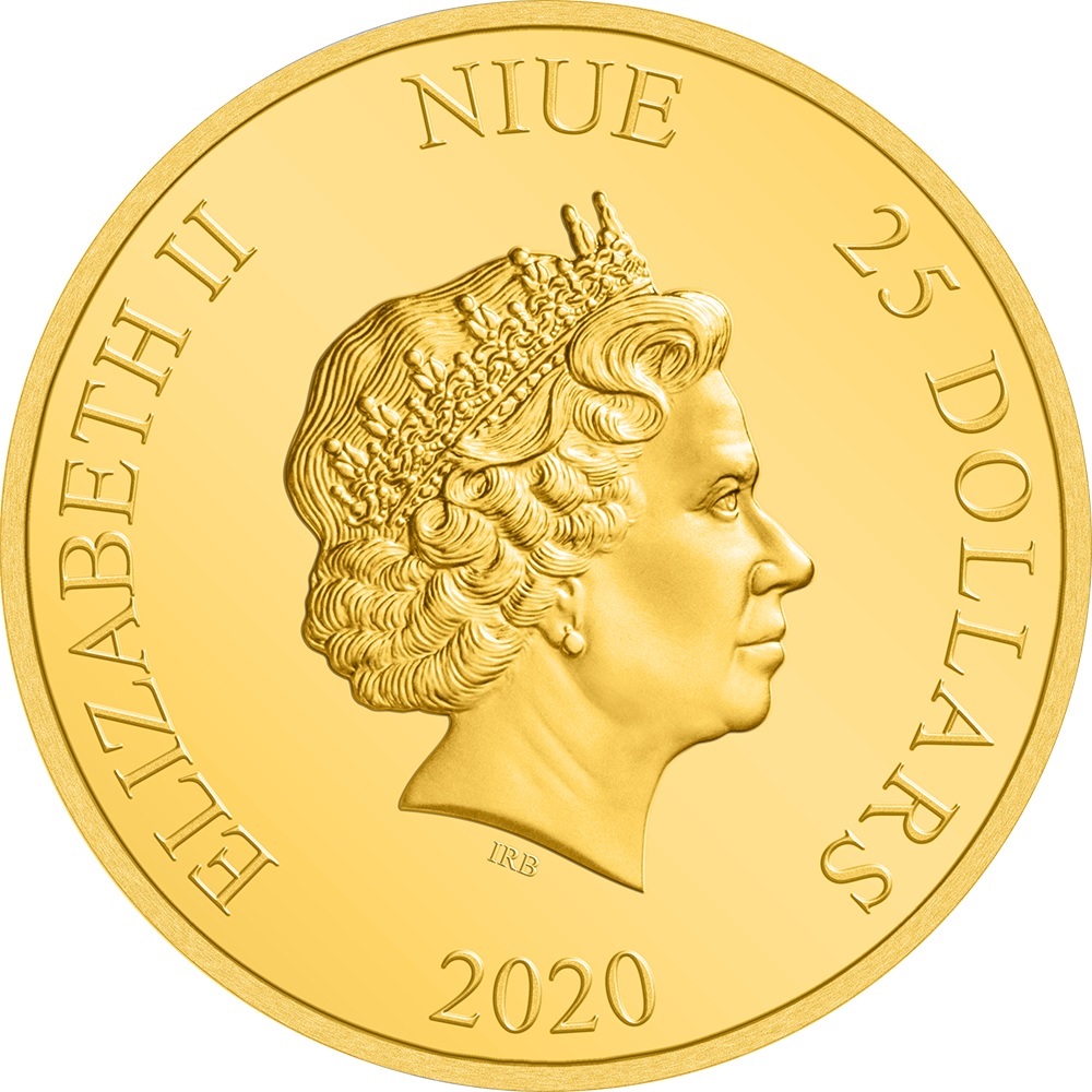 (W160.25.D.2020.30-00956) 25 Dollars Niue 2020 quarter oz Proof gold - Albus Dumbledore Obverse (zoom)