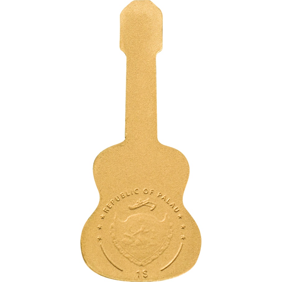 (W168.1.1.D.n.d._2021_.29955) 1 Dollar Guitar (2021) - Silk finish gold Obverse (zoom)