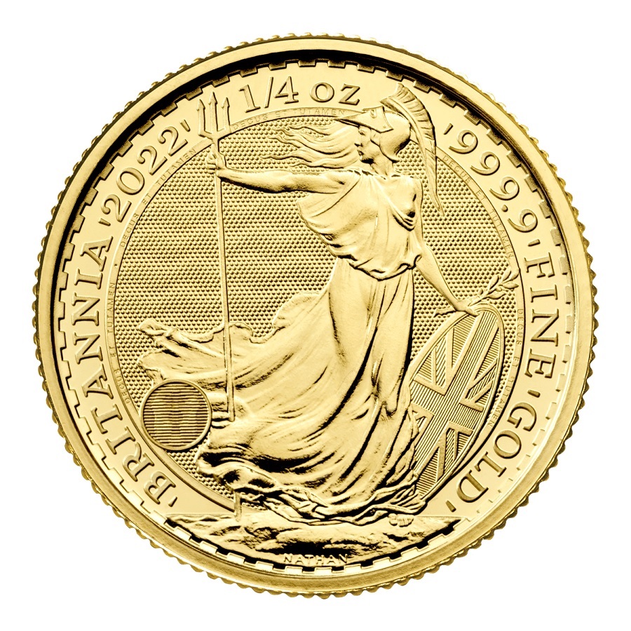 (W185.25.P.2022.UKBGB22Q) 25 Pounds United Kingdom 2022 quarter oz gold - Britannia Reverse (zoom)