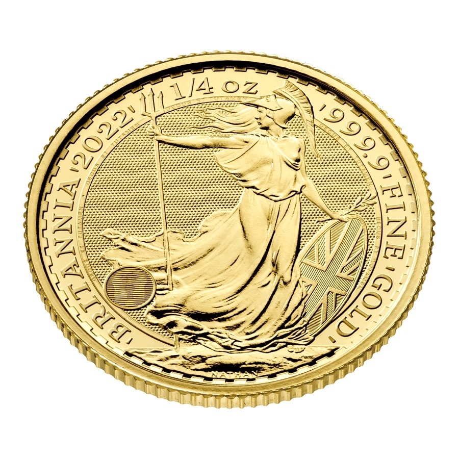 (W185.25.P.2022.UKBGB22Q) 25 £ United Kingdom 2022 quarter oz Au - Britannia (viewn on reverse) (zoom)