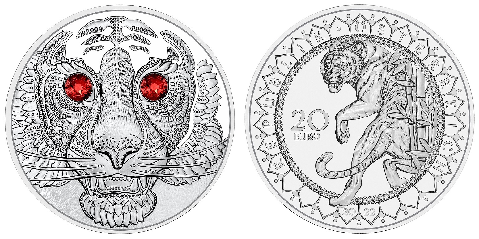 (EUR01.Proof.2022.25630) 20 € Austria 2022 Proof silver - The Power of the Tiger (zoom)