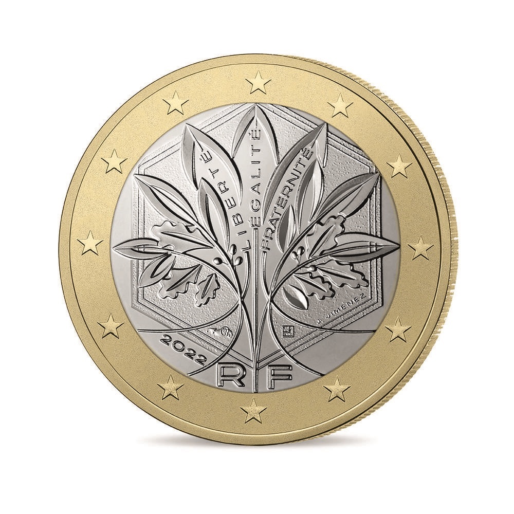 (EUR07.BU.set.2022.10041364720000) BU four-coin set France 2021 and 2022 (New national side) (1€) (zoom)