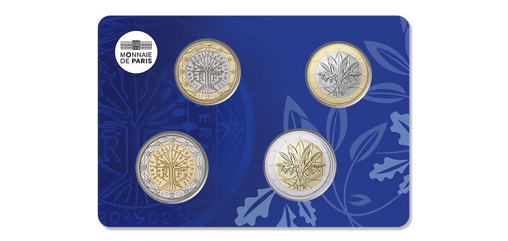 (EUR07.BU.set.2022.10041364720000) BU four-coin set France 2021 and 2022 (New national side) (zoom)