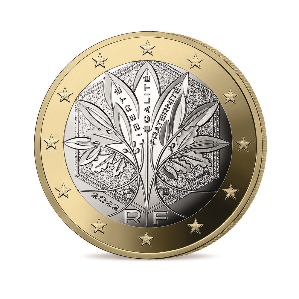 (EUR07.Proof.set.2022.10041364710000) Proof four-coin set France 2021 & 2022 (New national side) (1€) (zoom)