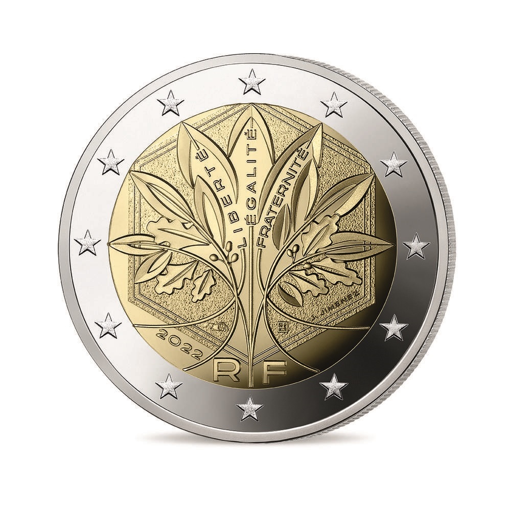 (EUR07.Proof.set.2022.10041364710000) Proof four-coin set France 2021 & 2022 (New national side) (2€) (zoom)