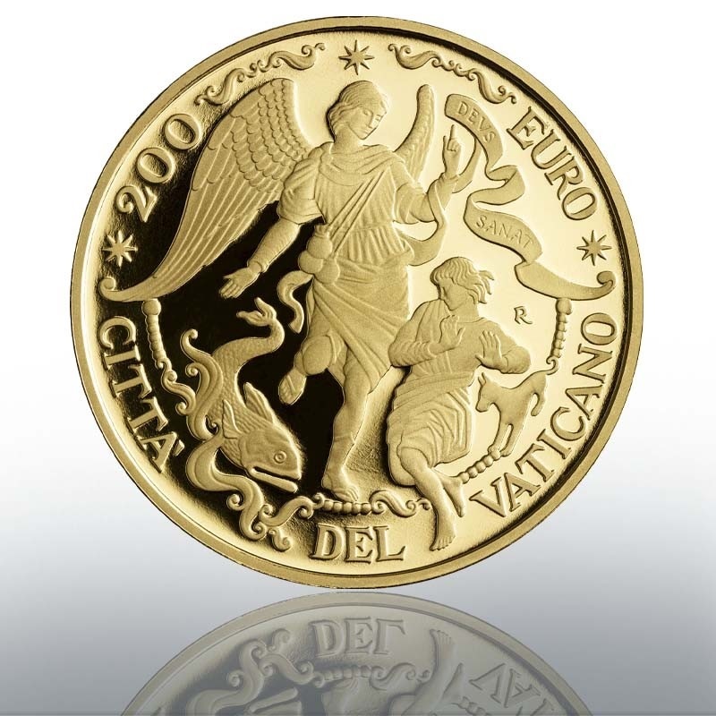 (EUR19.Proof.2021.CN1606) 200 euro Vatican City 2021 Proof gold - Archangel Raphael Reverse (zoom)