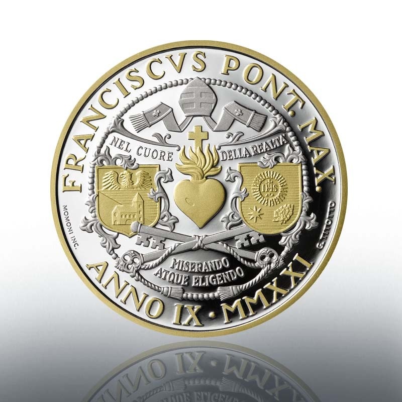 (EUR19.Proof.2021.CN1608) 10 € Vatican 2021 Proof Ag - Catholic University Sacred Heart (gilded) Obverse (zoom)