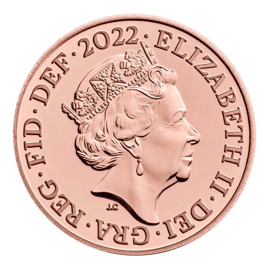 1(W185.BU.set.2022.DUW22) BU definitive coin set United Kingdom 2022 (1 Penny obverse) (zoom)