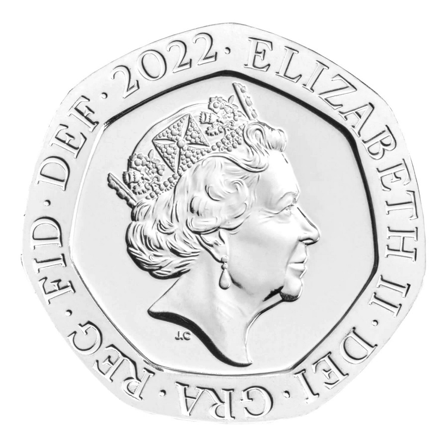 1(W185.BU.set.2022.DUW22) BU definitive coin set United Kingdom 2022 (20 Pence obverse) (zoom)