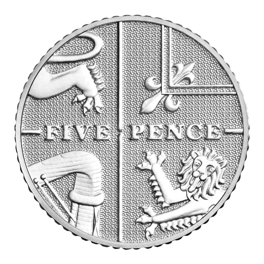 1(W185.BU.set.2022.DUW22) BU definitive coin set United Kingdom 2022 (5 Pence reverse) (zoom)