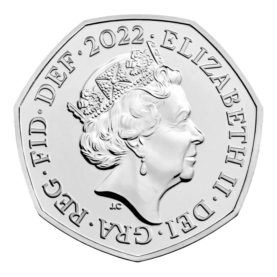 1(W185.BU.set.2022.DUW22) BU definitive coin set United Kingdom 2022 (50 Pence obverse) (zoom)