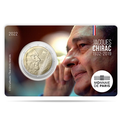 2 euro commémorative France 2022 BU - Jacques Chirac Recto