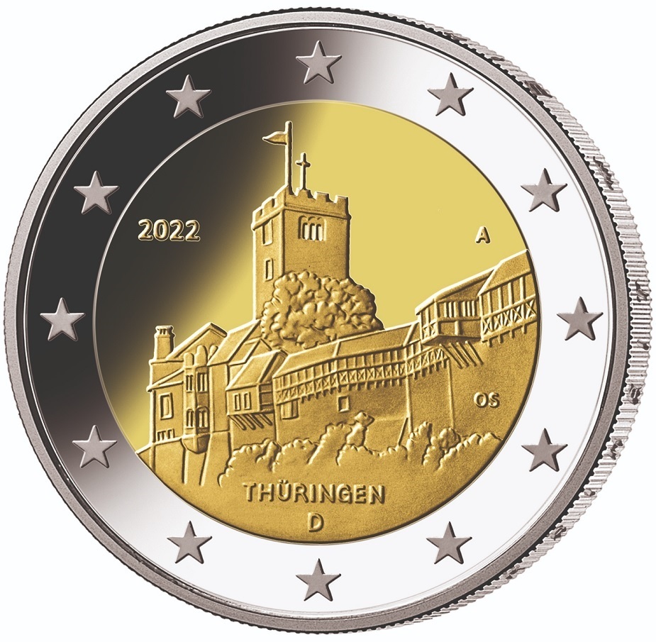 (EUR03.Proof.2022.A.2.E.1) 2 euro Germany 2022 A Proof - Wartburg Castle Obverse (zoom)