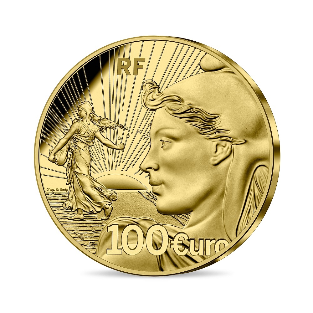 (EUR07.Proof.2022.10041362740000) 100 € France 2022 Proof Au - Sower (20 years of euro) Obverse (zoom)
