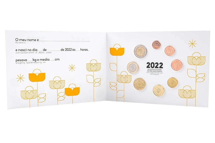 (EUR15.FDC.set.2022.1023598) Uncirculated set Portugal 2022 - Baby birth (obverses) (zoom)