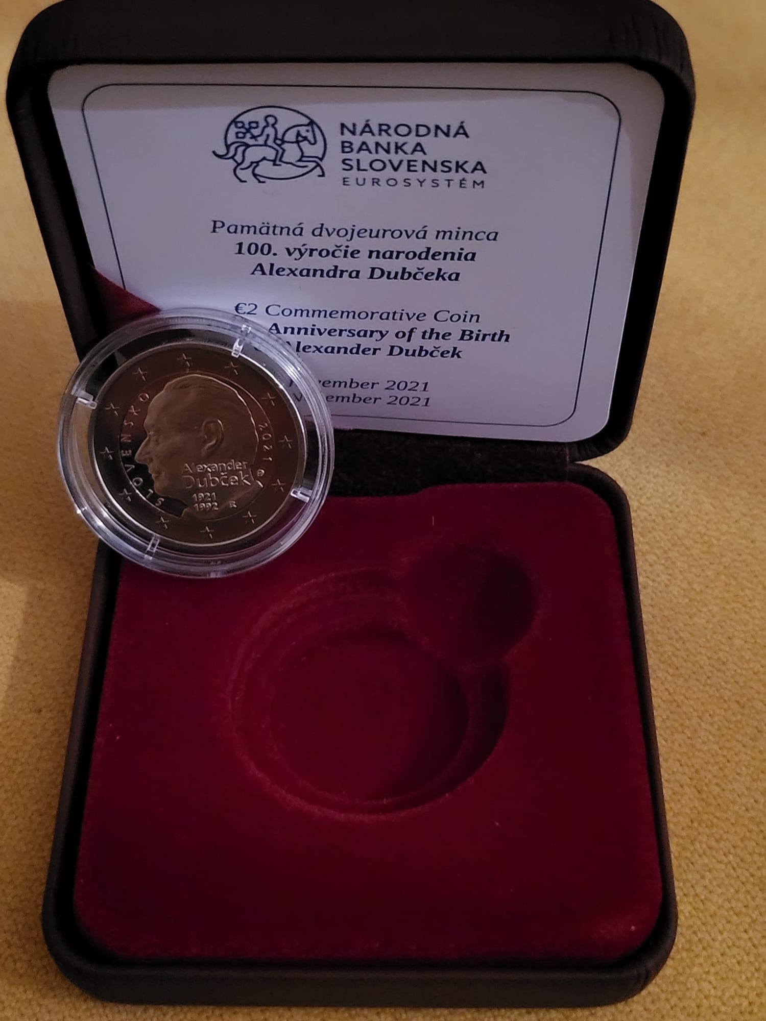 (EUR17.Proof.2021.1) 2 euro Slovakia 2021 Proof - Alexander Dubček Front Obverse (zoom)