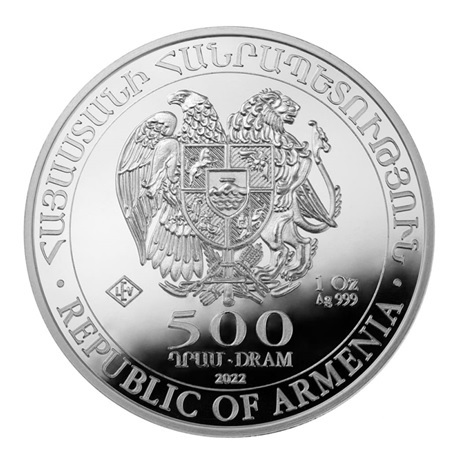 (W015.500.D.2022.1.oz.Ag.1) 500 Dram Arménie 2022 1 once argent BU - Arche de Noé Avers