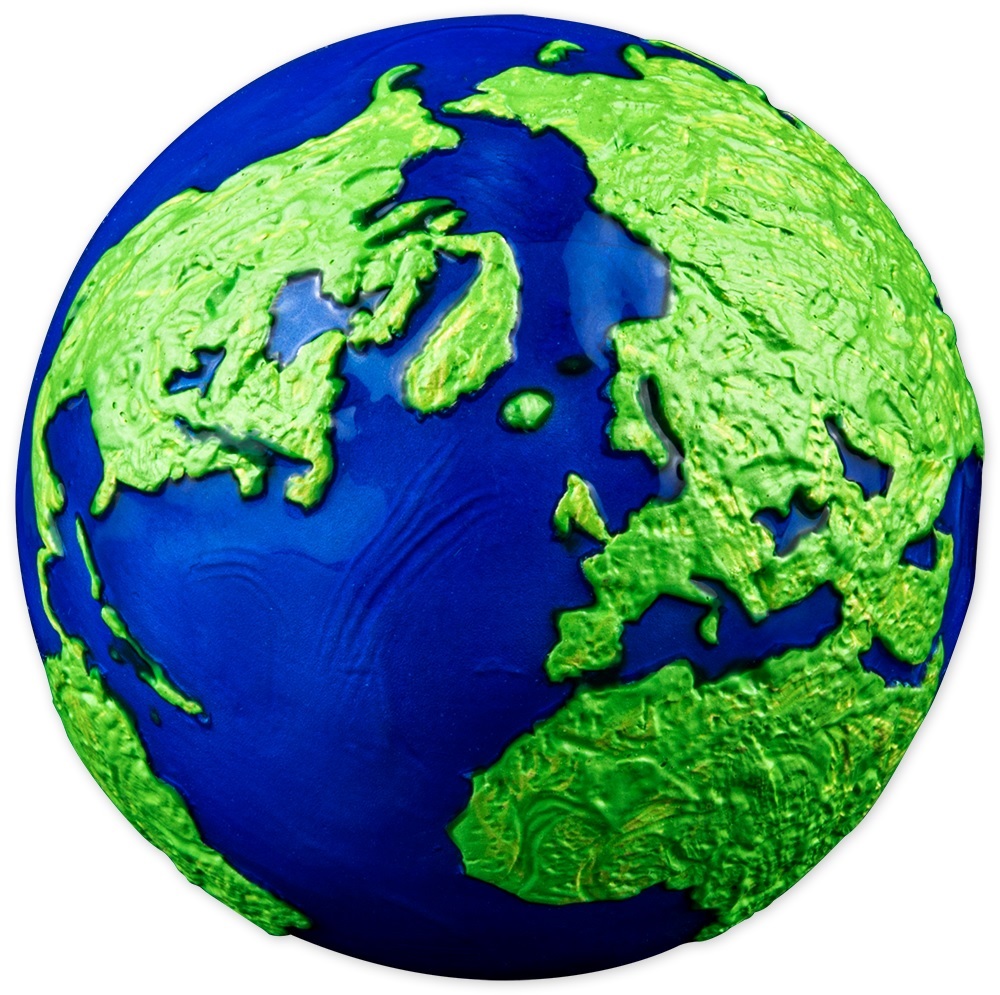(W022.5.D.2022.3.oz.Ag.3) 5 $ Barbados 2022 3 oz BU Ag - Blue Marble, Green Planet Earth (view on America & Europe) (zoom)