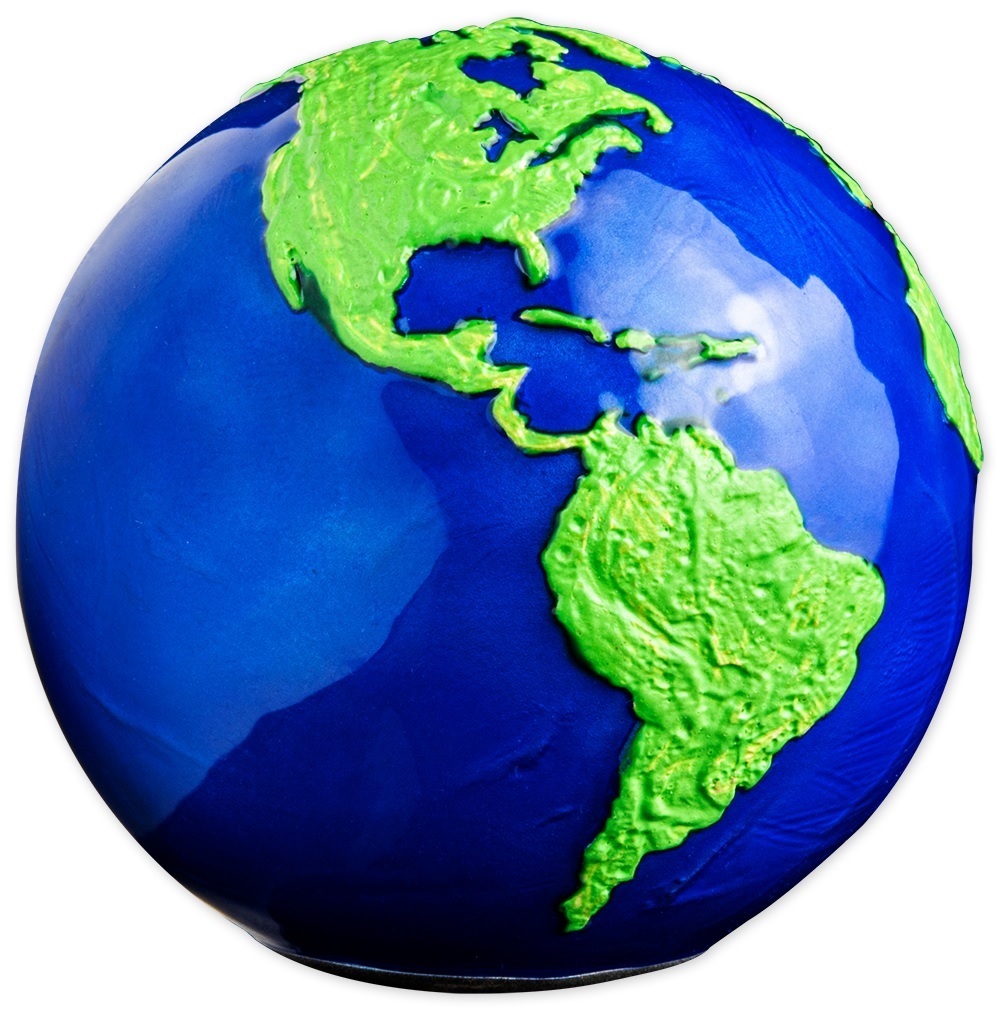 (W022.5.D.2022.3.oz.Ag.3) 5 $ Barbados 2022 3 oz BU Ag - Blue Marble, Green Planet (view on South America) (zoom)