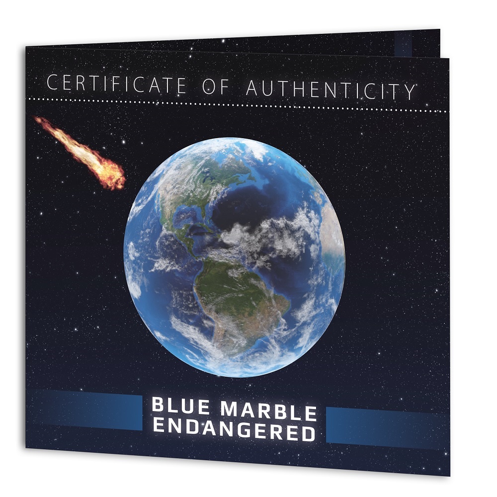 (W022.5.D.2022.3.oz.Ag.3) 5 $ Barbados 2022 3 oz BU silver - Blue Marble, Green Planet (certificate) (zoom)