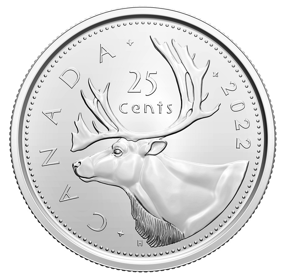 (W037.25.C.2022.1) 25 Cents Caribou 2022 BU Reverse (zoom)