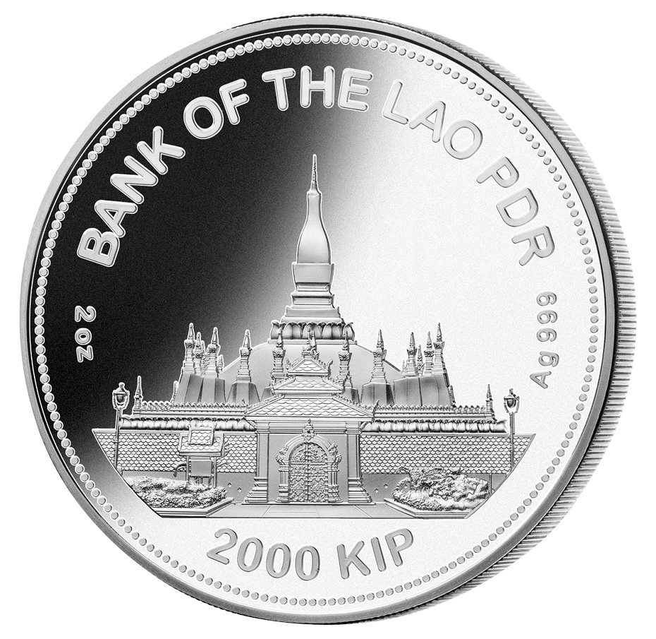 (W126.2000.Kip.2022.203138) 2000 Kip Lao 2022 2 oz Proof silver - Year of the Tiger Obverse (zoom)