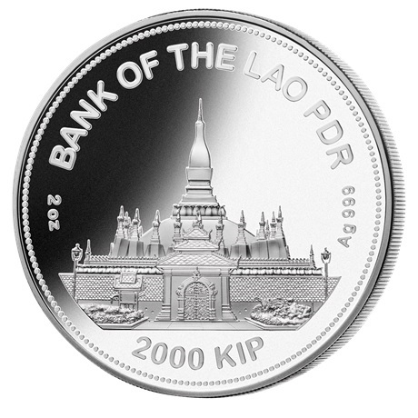 (W126.2000.Kip.2022.203138) 2000 Kip Laos 2022 2 onces argent BE - Année du Tigre Avers