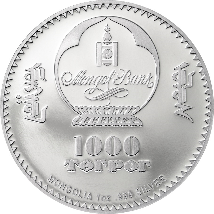 (W151.1000.Tögrög.2022.29793) 500 Tögrög Mongolia 2022 1 oz Proof silver - Mother Teresa Obverse (zoom)