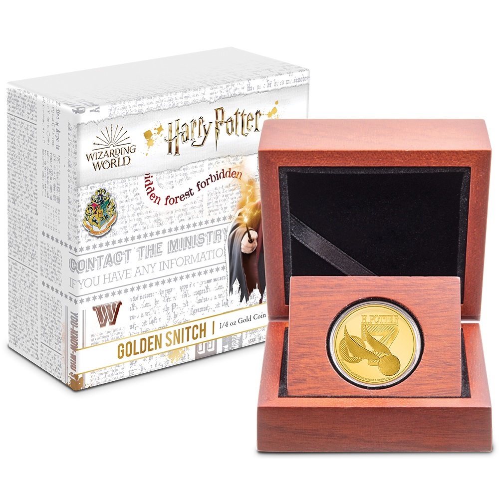 (W160.25.D.2022.30-01178) 25 $ Niue 2022 quarter oz Proof gold - Golden Snitch (case and box) (zoom)