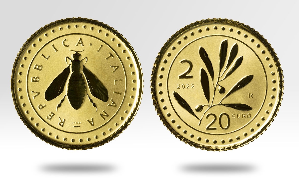 20 euro Italie 2022 or BE - Pièce de 2 Lire - Elysées Numismatique