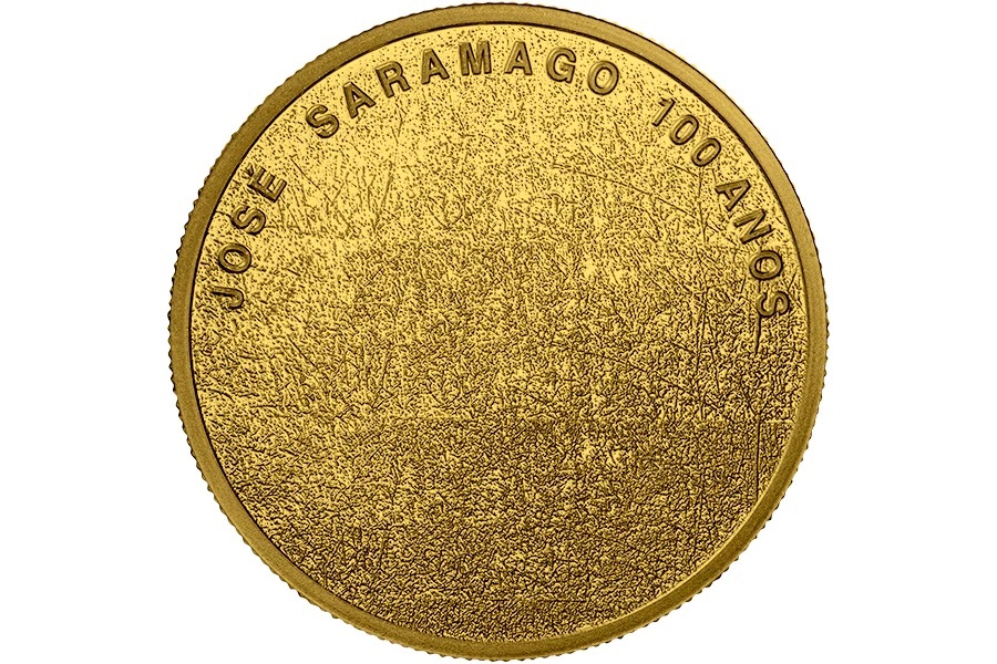 (EUR15.Proof.2022.1025235) 7 euro and a half Portugal 2022 Proof gold - José Saramago Reverse (zoom)