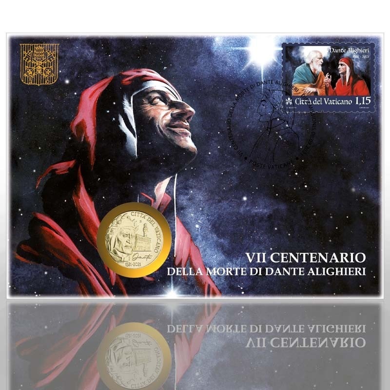 (EUR19.BU.2021.CN1602) 2 euro Vatican 2021 BU & 1€ 15 Cent - Dante Alighieri (zoom)
