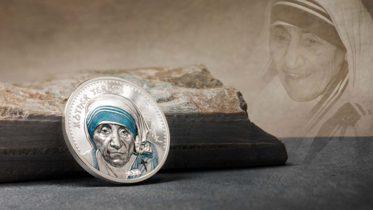 (W151.1000.Tögrög.2022.29793) 500 Tögrög Mongolia 2022 1 oz Proof Ag - Mother Teresa (reverse) (zoom)