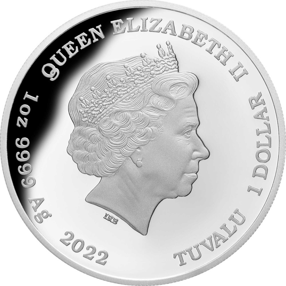 (W228.1.1.D.2022.22M48AAA) 1 Dollar Tuvalu 2022 1 ounce Proof silver - Red-bellied black snake Obverse (zoom)