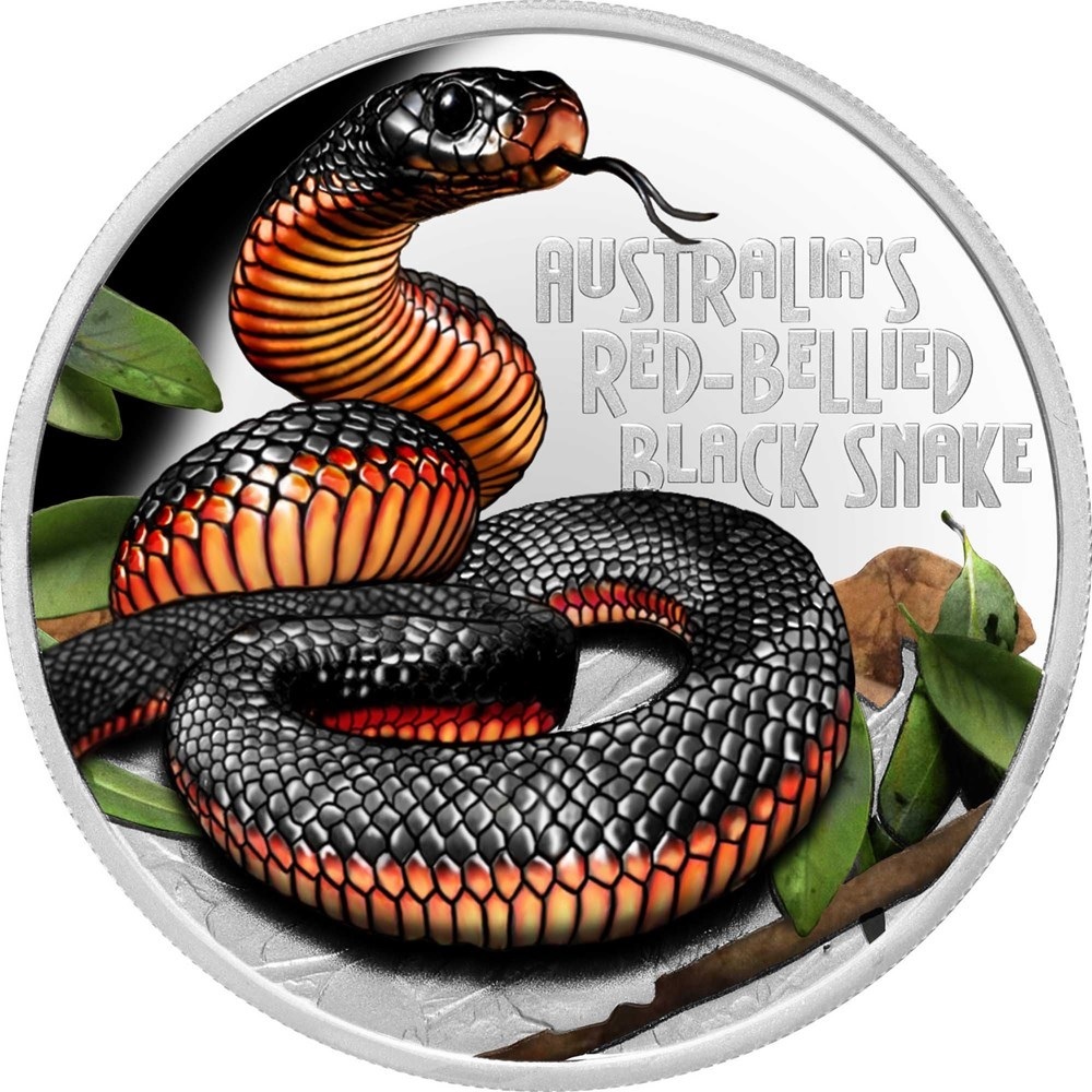 (W228.1.1.D.2022.22M48AAA) 1 Dollar Tuvalu 2022 1 ounce Proof silver - Red-bellied black snake Reverse (zoom)