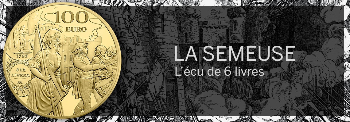 France Sower (6 Pounds Ecu coin featuring the Genius) 2018 (shop illustration) (zoom)