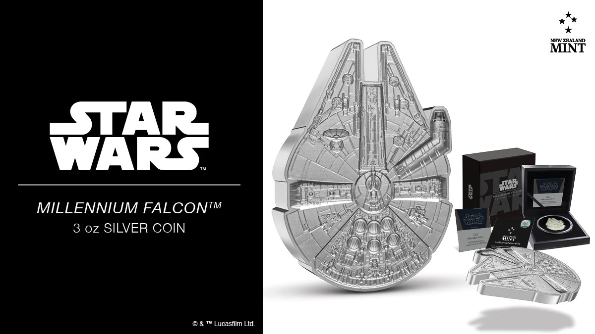 (W160.5.D.2022.30-01167) 5 Dollars Niue 2022 3 oz Proof silver - Millennium Falcon (blog illustration) (zoom)