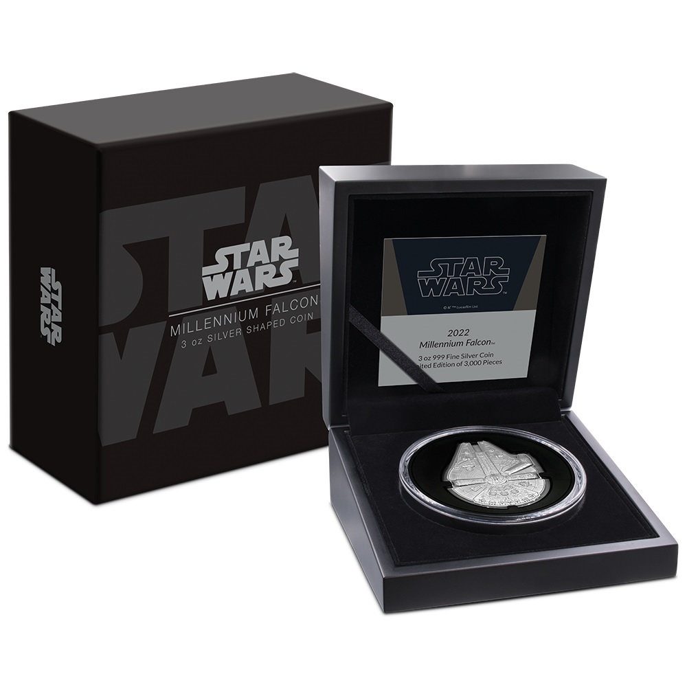 (W160.5.D.2022.30-01167) 5 $ Niue 2022 3 oz Proof silver - Millennium Falcon (case and box) (zoom)