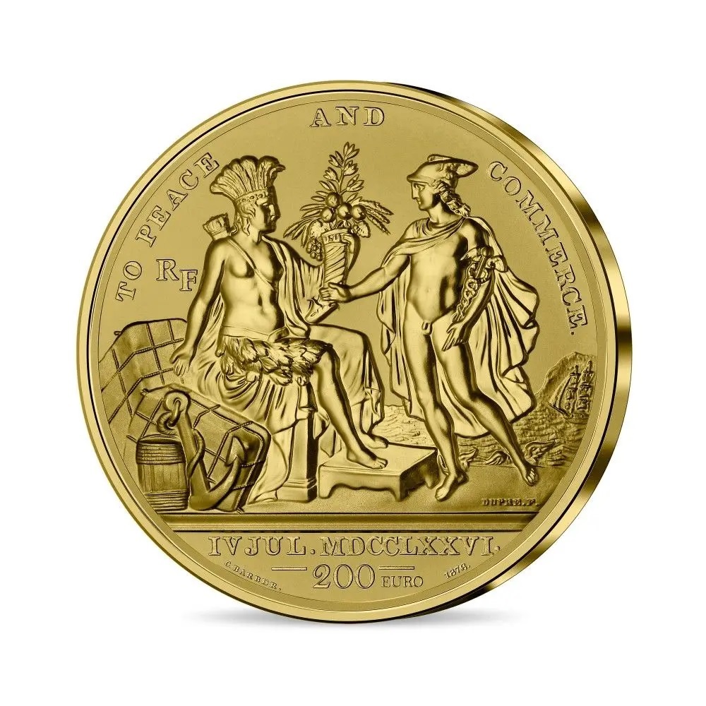 (EUR07.Antique.2022.10041365570000) 200 euro France 2022 Antique gold - Great Seal of the USA Obverse (zoom)