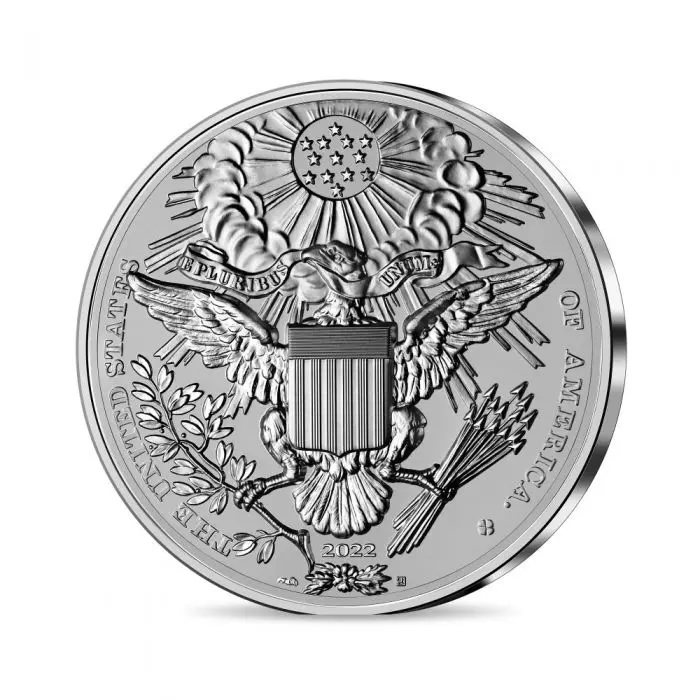 (EUR07.Antique.2022.10041365590000) 25 euro France 2022 Antique silver - Great Seal of the USA Reverse (zoom)